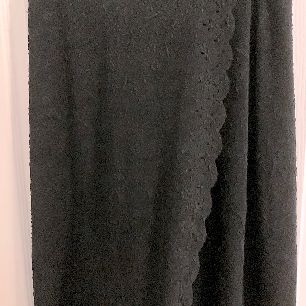 New Never Worn Eyelet Velvet Crochet Long Skirt, Stretch Waistband - Picture 3 of 12